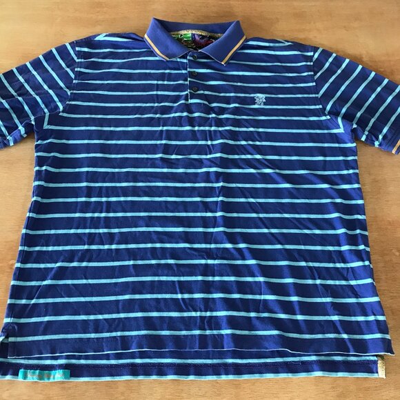 Robert Graham Performance Polo Shirt Men 3XL Purple Striped Short Sleeve Golf - Picture 1 of 11